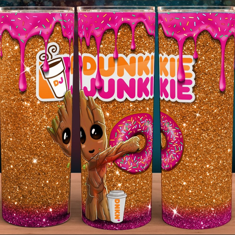 Dunkie Junkie Groot Donut Cup Mug Tumbler 20oz